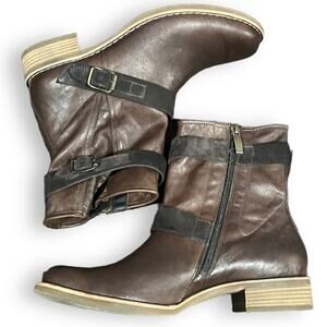 Paul Green Ally Moto Buckle Harness Brown Soft Leather Boots